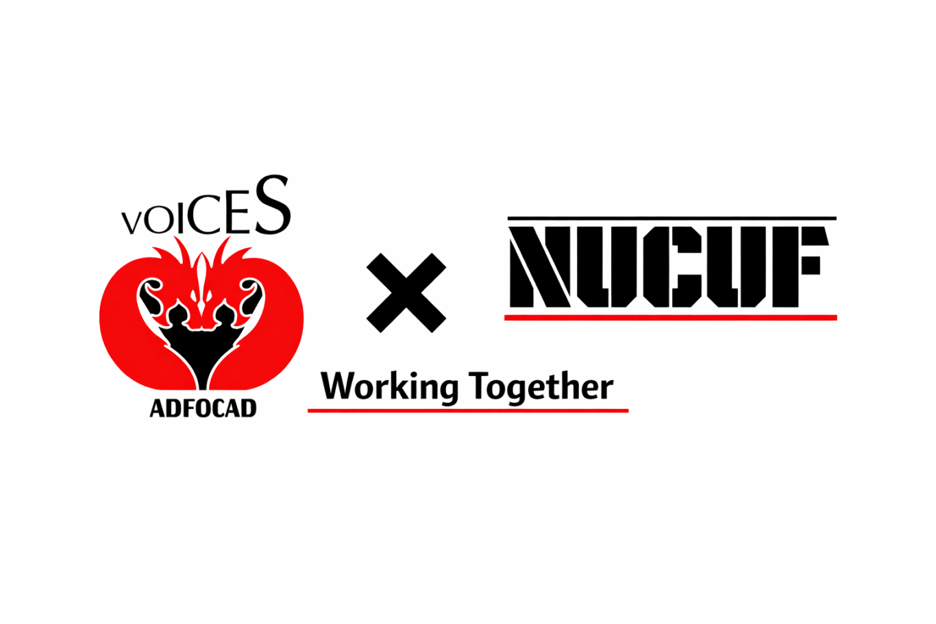 Logo featuring "Voices Adfocad" and "NUCUF" with "Working Together" tagline.